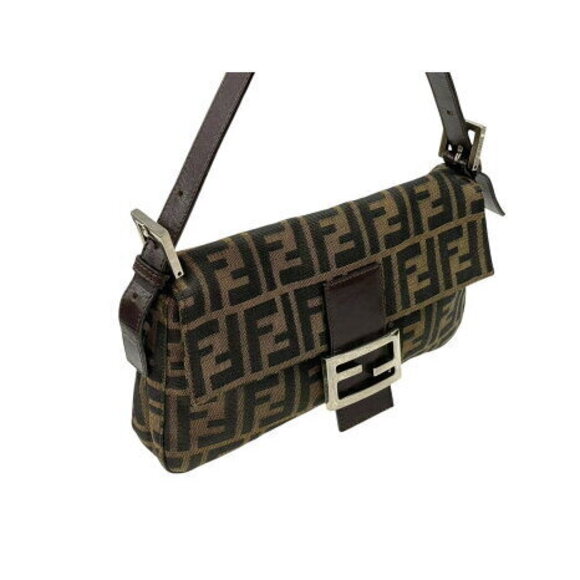 FENDI Mamma Bucket Hobo Shoulder Bag Zucca Canvas Leather Brown - Picture 4 of 8